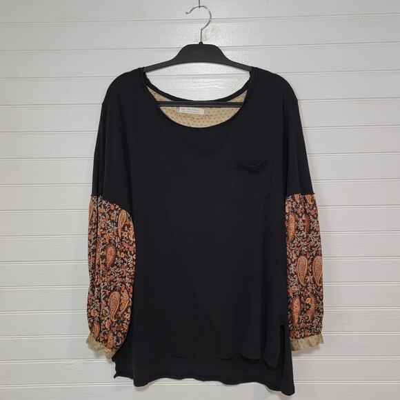 Free People Size Small Jade Top Floral Balloon Puff Long Sleeve Boho Cottagecore - Picture 2 of 8